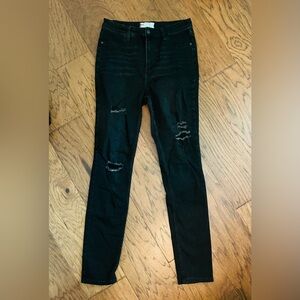 Free People Black Distressed Skinny Jeans